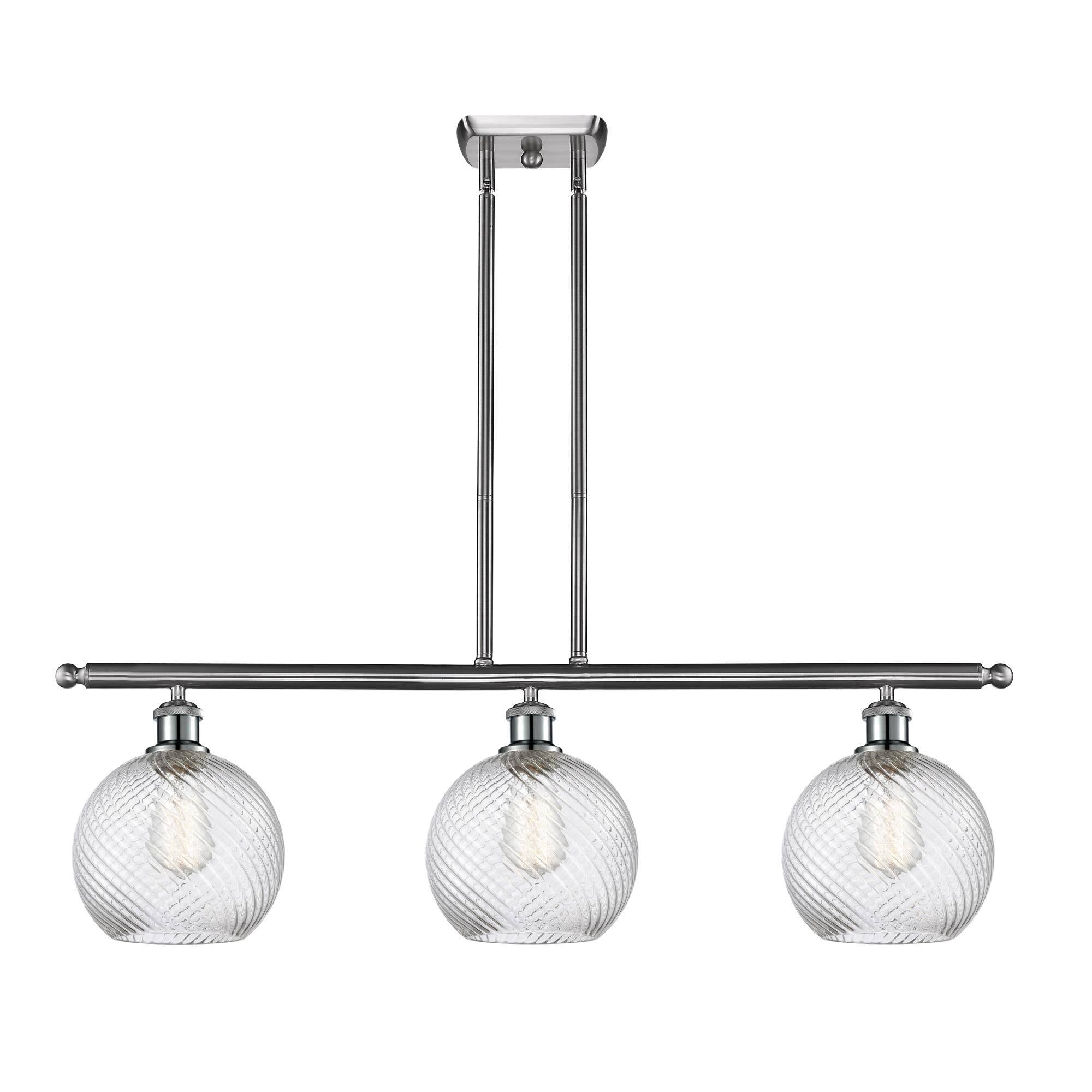 White and Polished Chrome 3 Light Island Light C487
