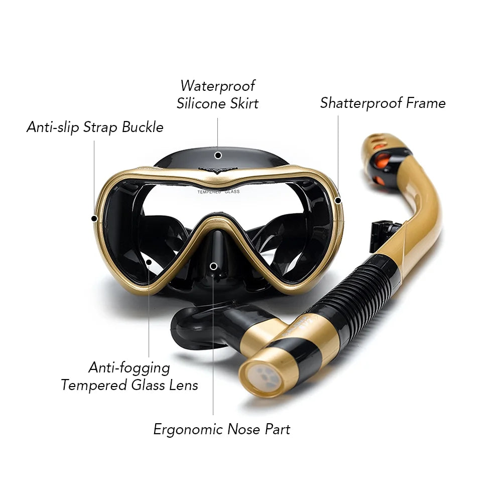 Leakproof Snorkel Set with Anti fog Goggles and Snorkel Tube O945773
