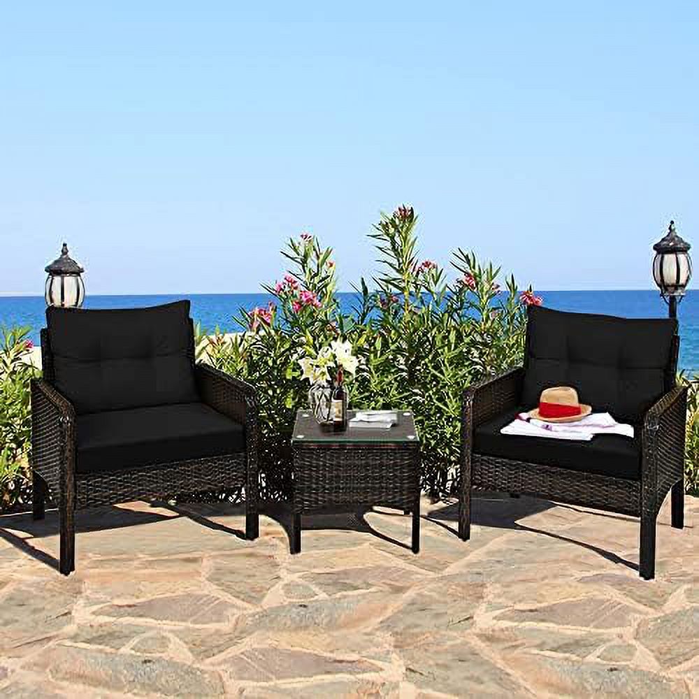 3 Piece Outdoor Rattan Sectional Sofa Set with Seat Cushions C808