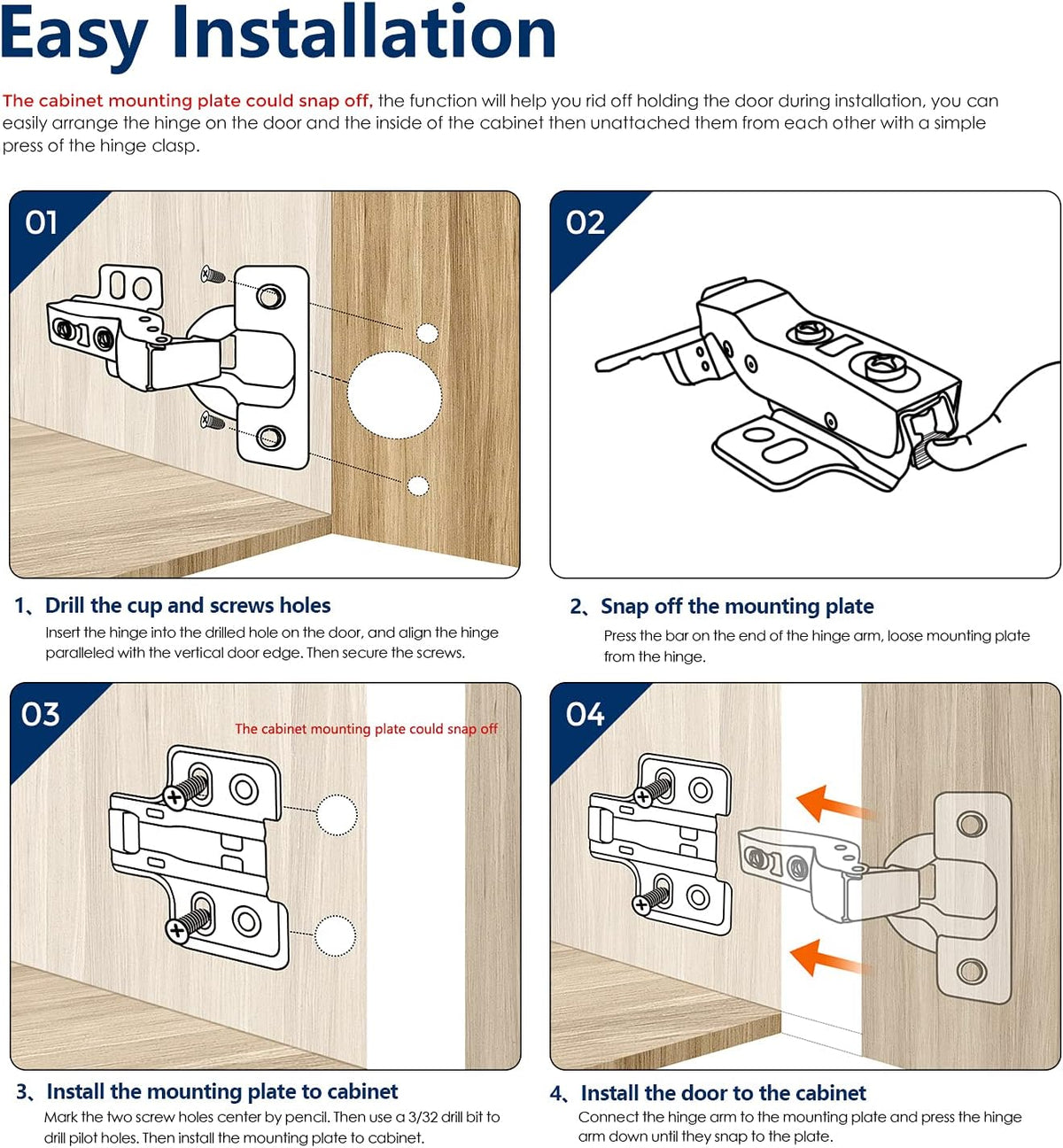 30 Pack 15 Pairs Soft Close Cabinet Door Hinges F494