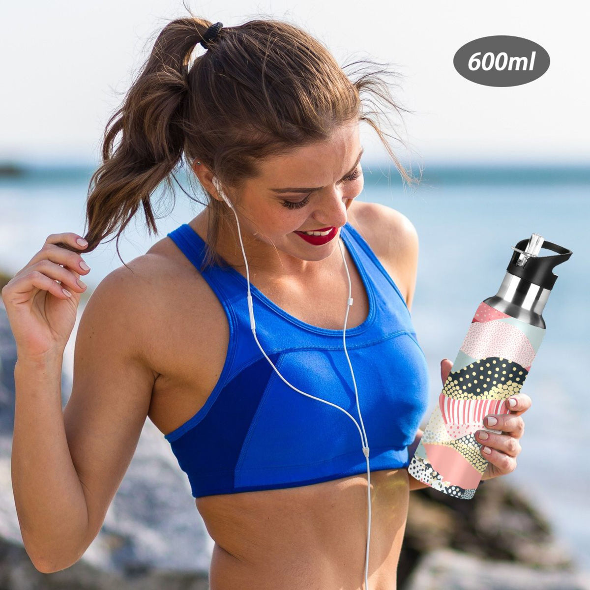 Stainless Steel Insulated Water Bottle with Straw Lid, 20 oz P47383