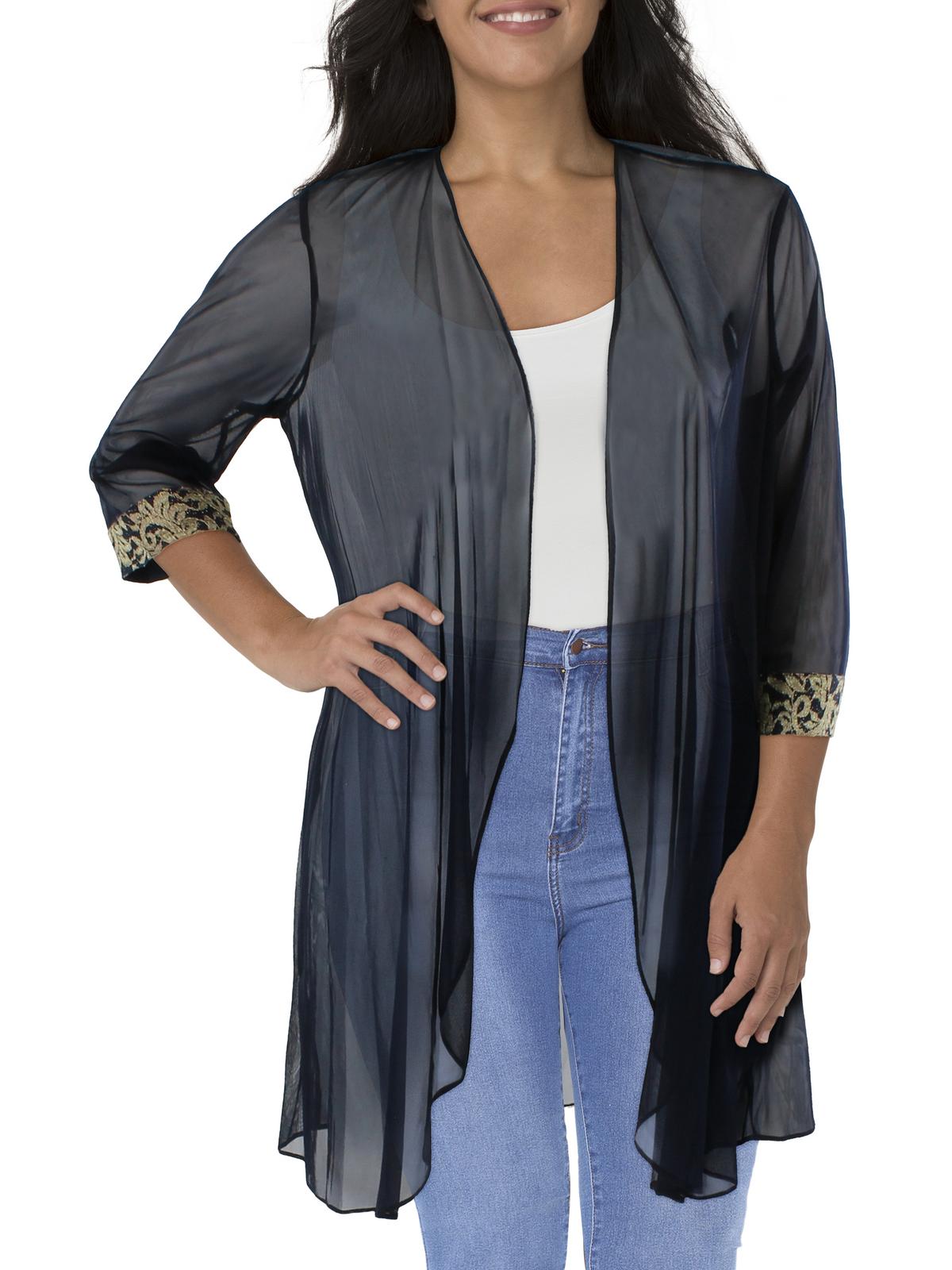 Mesh Contrast Trim Duster Blazer S61740