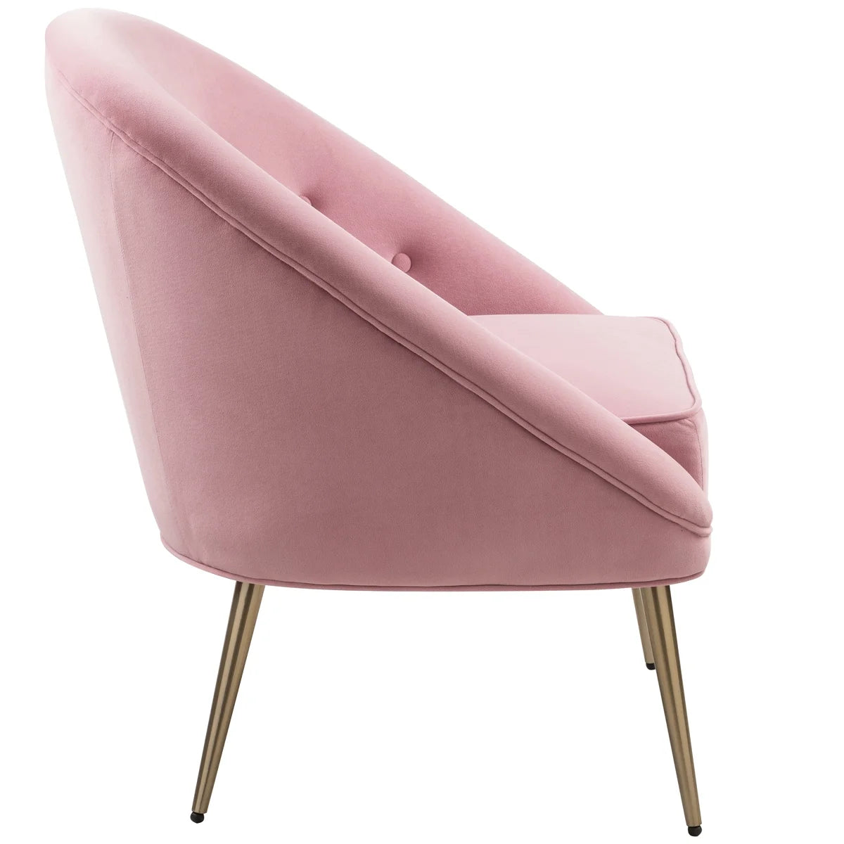 Pink Velvet Barrel Chair with Golden Legs D777834