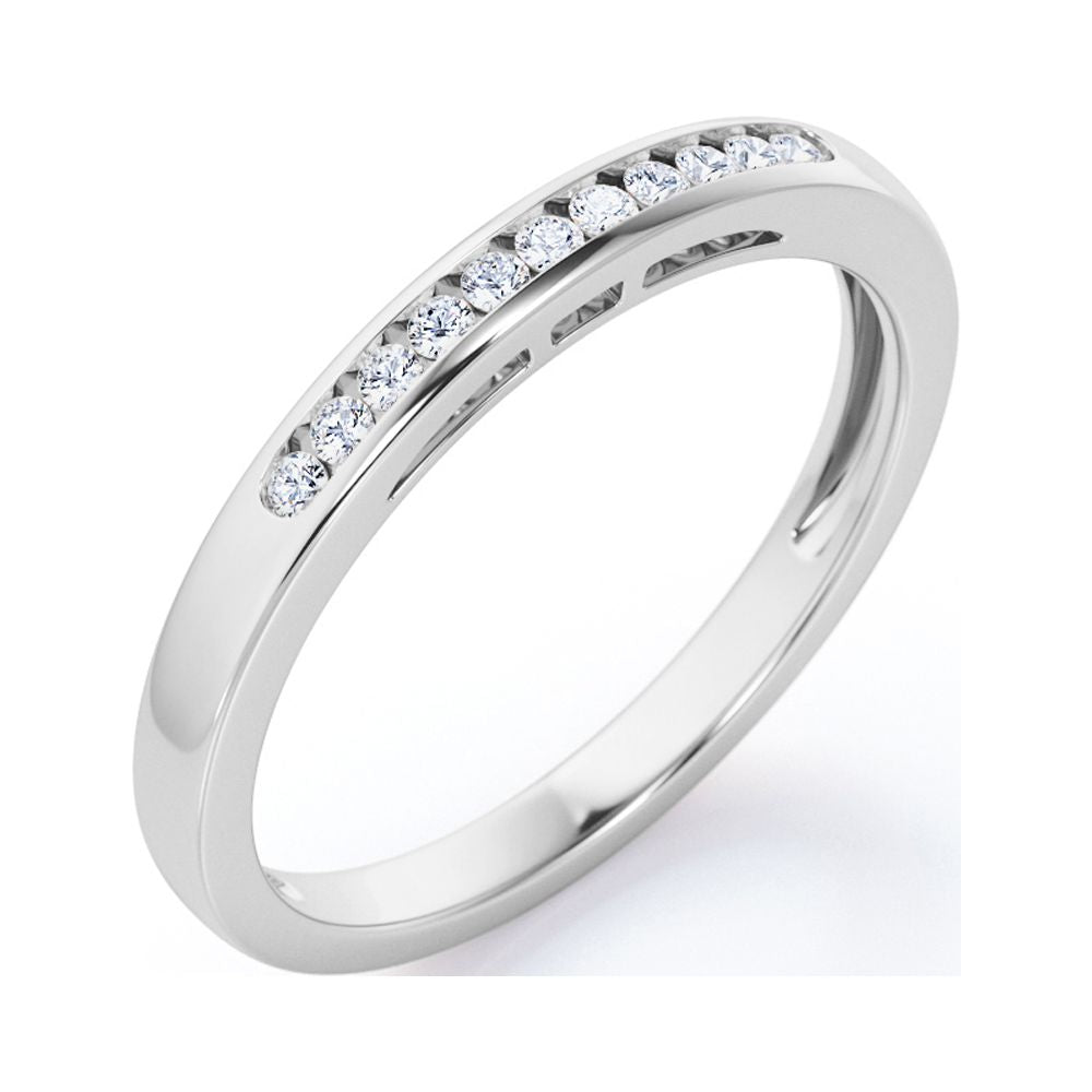 18K White Gold Plated Moissanite Wedding Band V359084