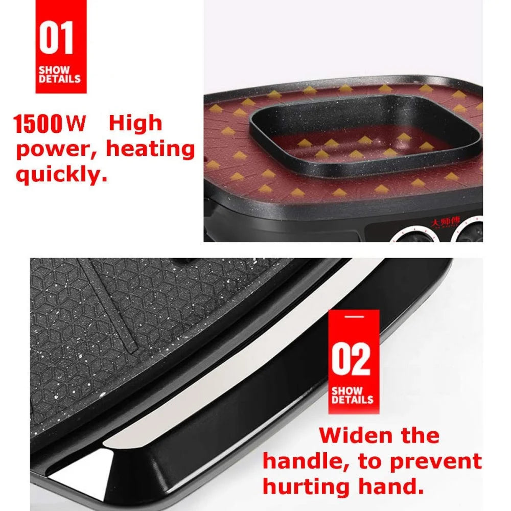 Electric Hot Pot with Square Smokeless BBQ Grill and Electric Baking Tray S27044