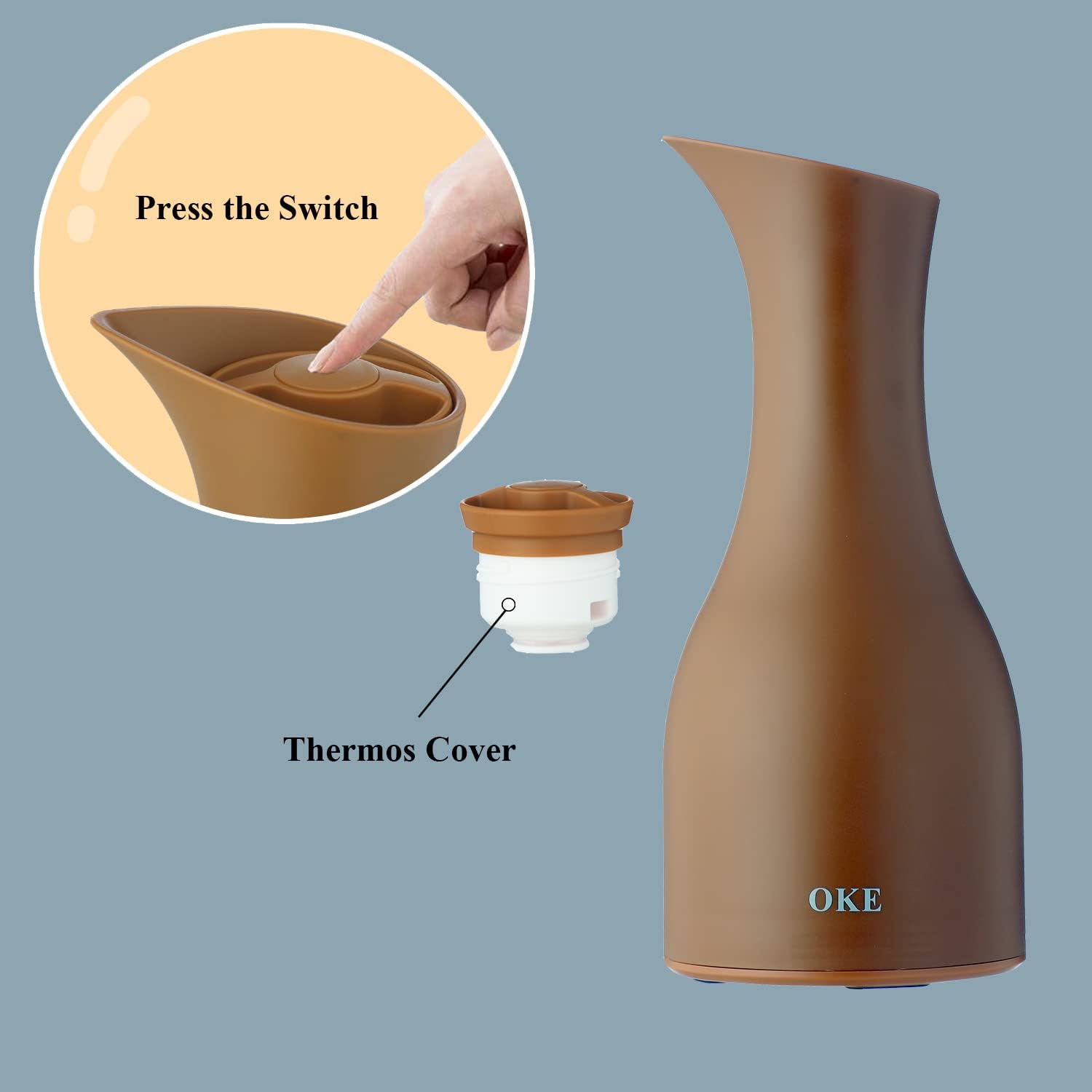 Glass Lined Thermal Coffee Carafe 23OZ, Vacuum Insulated Double Wall Coffee Thermos, Tea Thermos with Leak-Free Lid, Camel, 700 ML Pack of 2 J763206