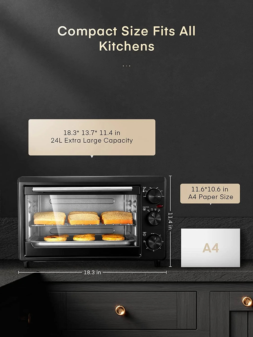 6-Slice Stainless Steel Toaster Oven with Timer, 1500 Watt E277158