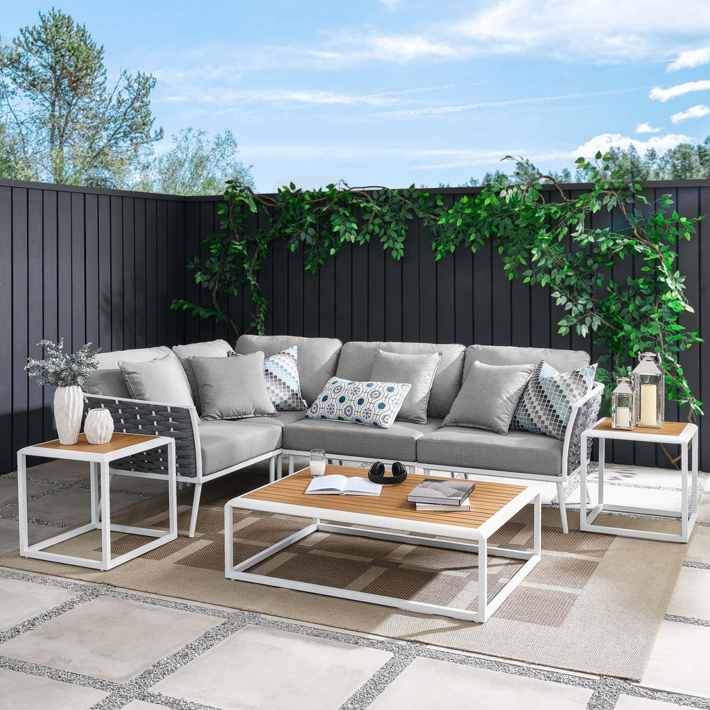 White Gray 7 Piece Aluminum Outdoor Sectional Sofa Set L137