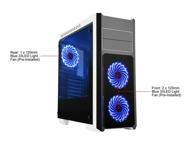 Black Steel Tempered Glass ATX Mid Tower Computer Case M1352
