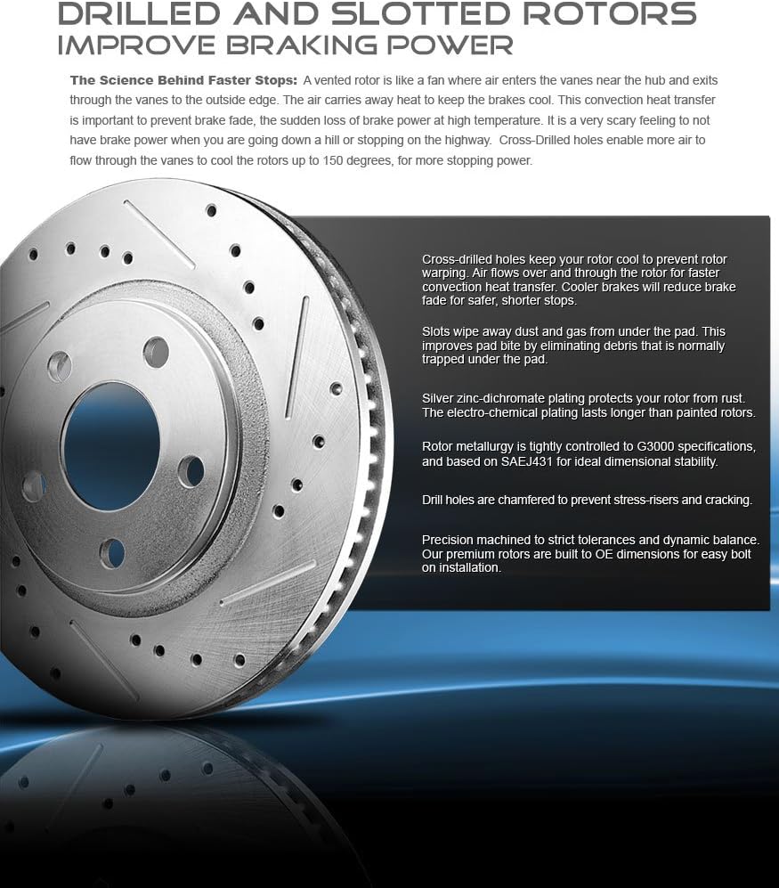 FRONT 330mm Drilled & Slotted 5 Lug Rotors F99763