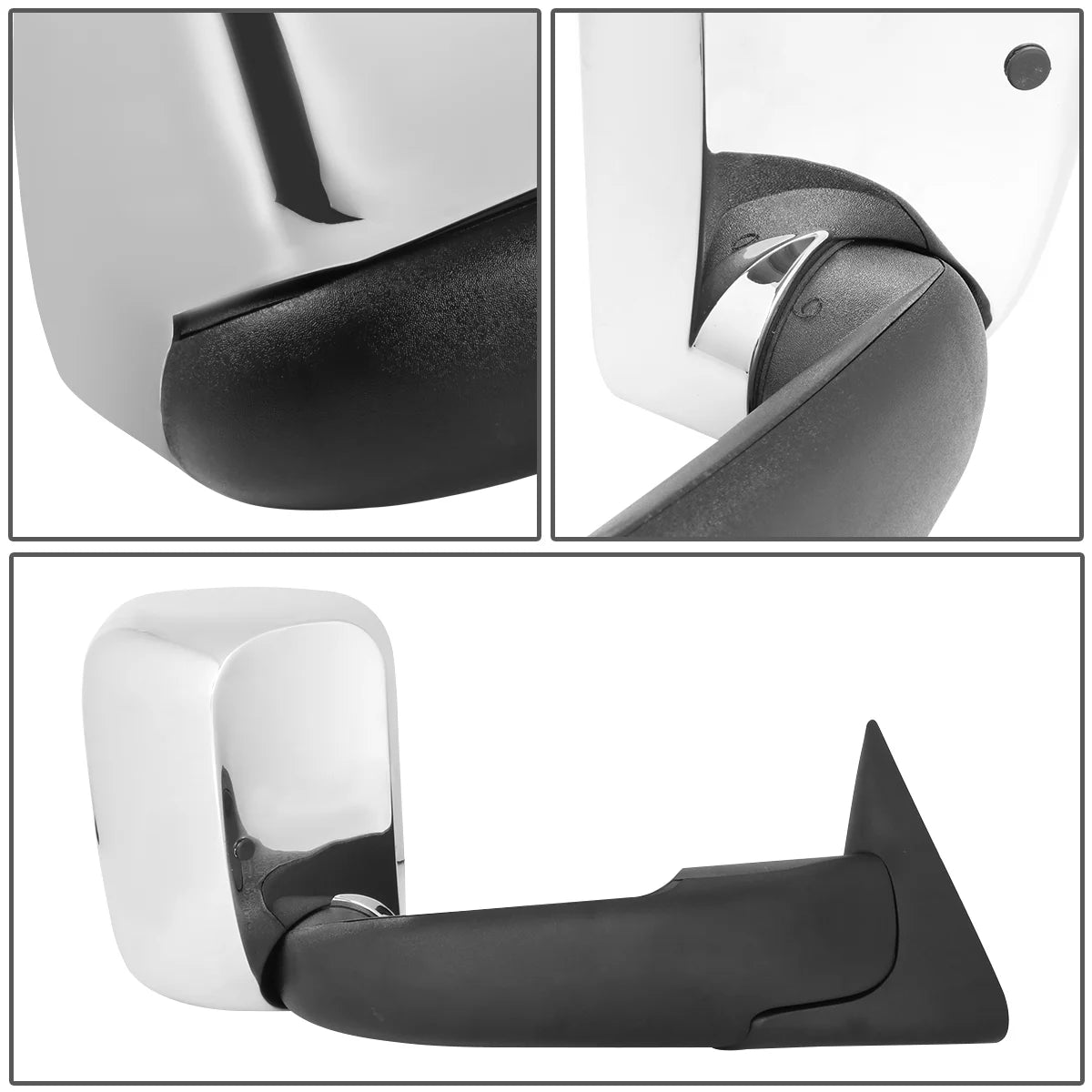 Pair Manual Adjustment Flip Up Towing Mirror Chrome Cover E1790