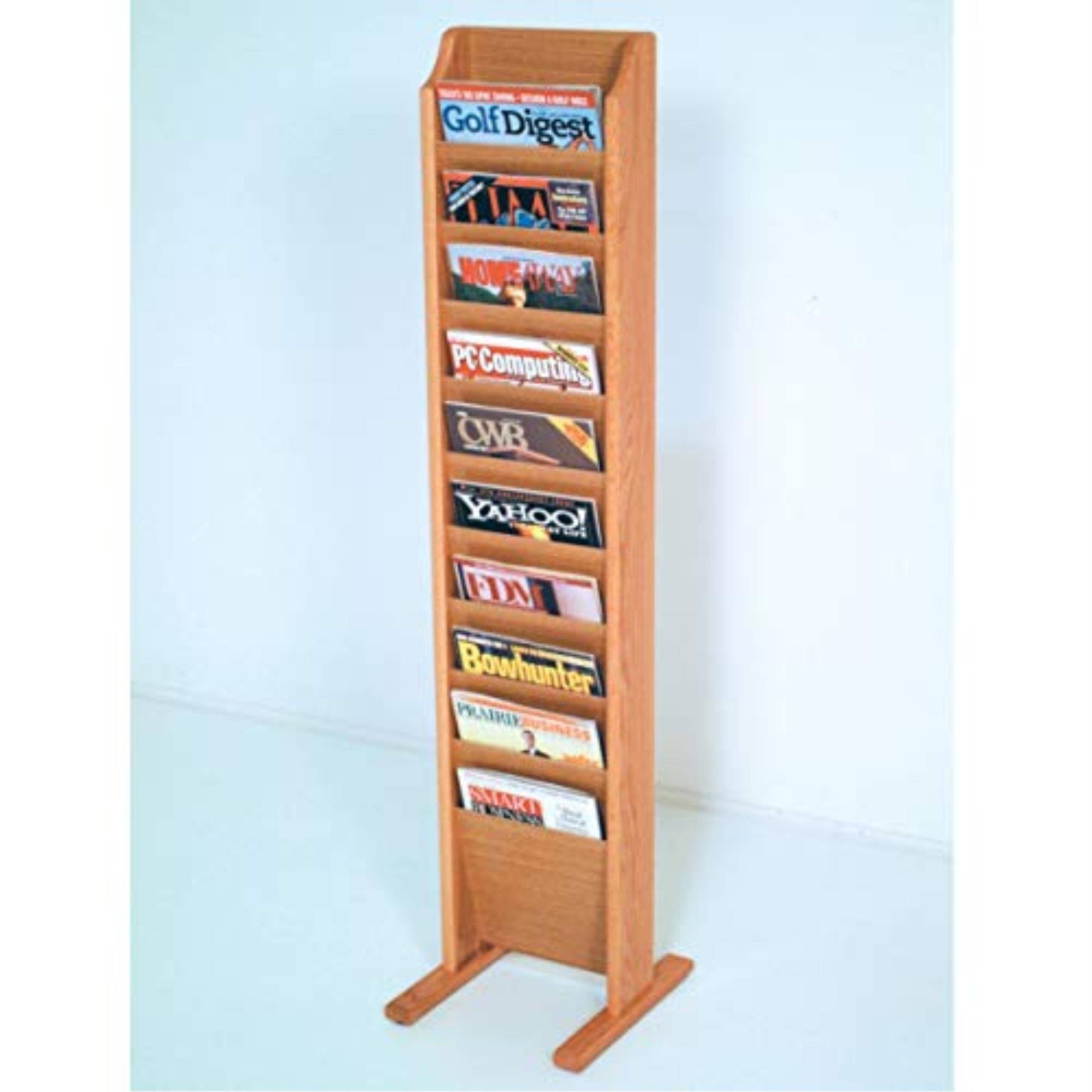Black Mahogany Light Oak 10 Pocket Magazine Rack O238