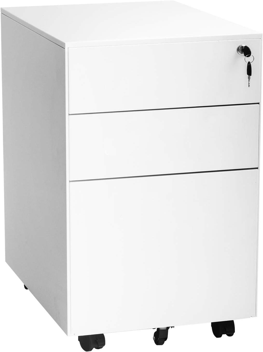 White 3 Drawer Mobile Locking Metal File Cabinet Q7934