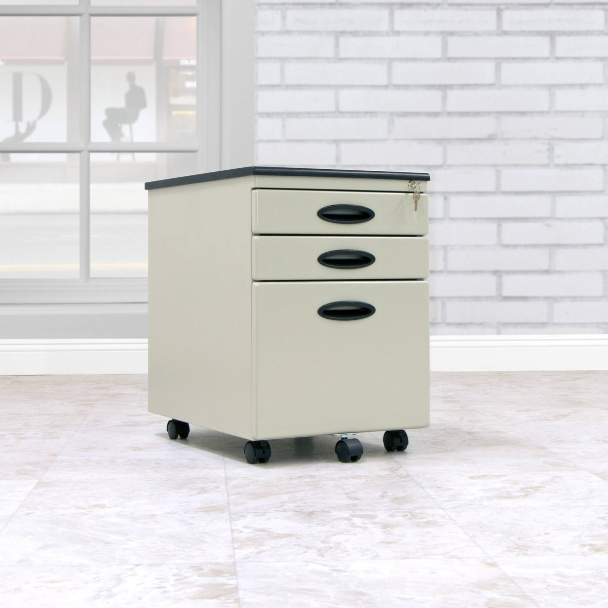 3 Lockable Drawers Mobile File Cabinet B80526