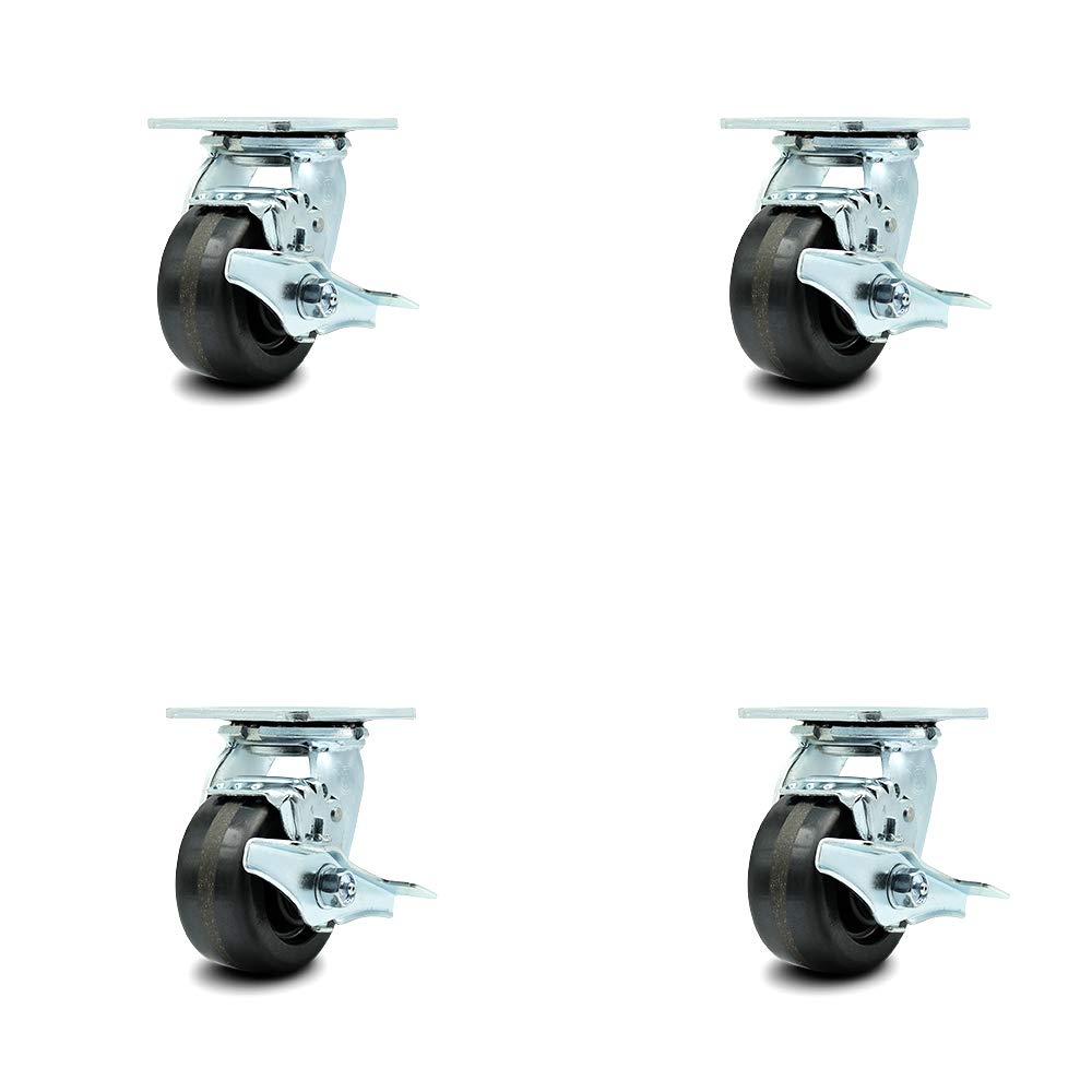 10 Inch Swivel Caster with Brake Semi-Pneumatic Wheel Pack of 2 B242848