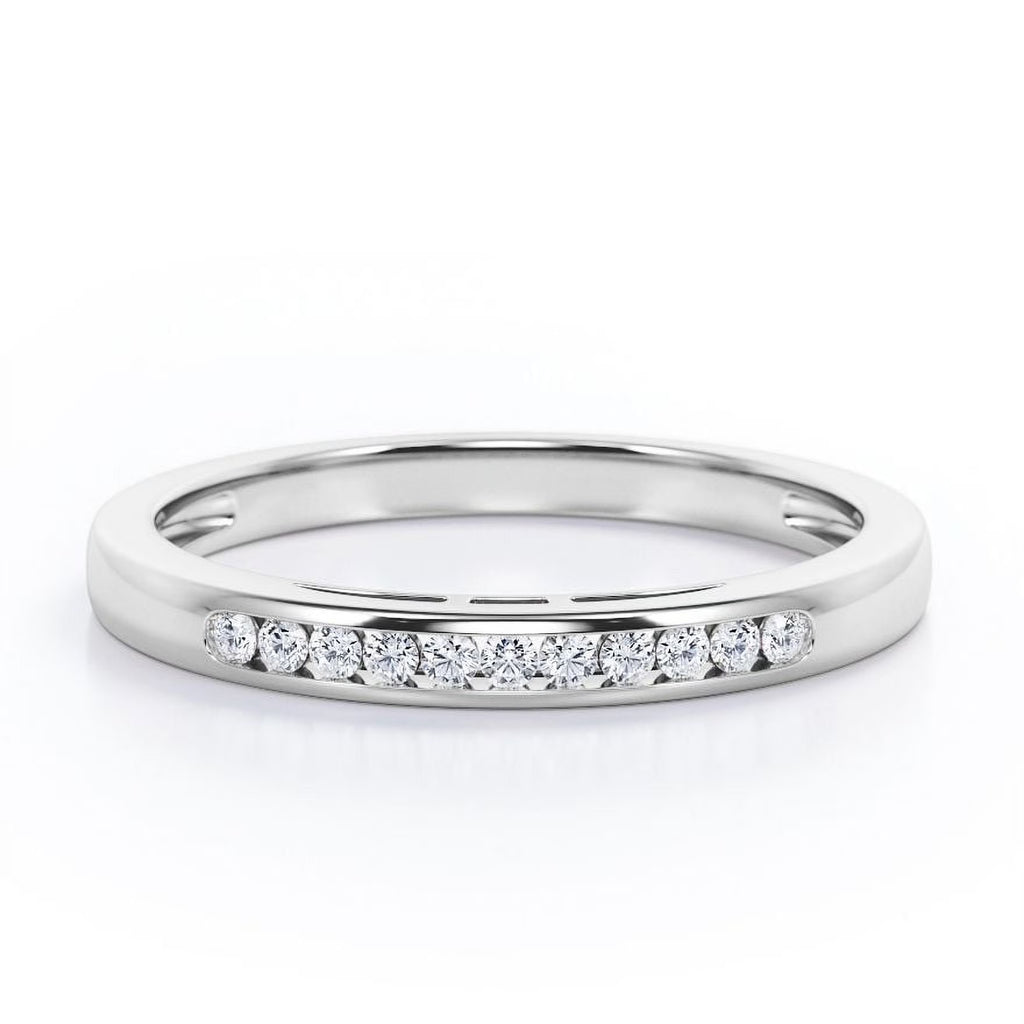 18K White Gold Plated Moissanite Wedding Band V359084