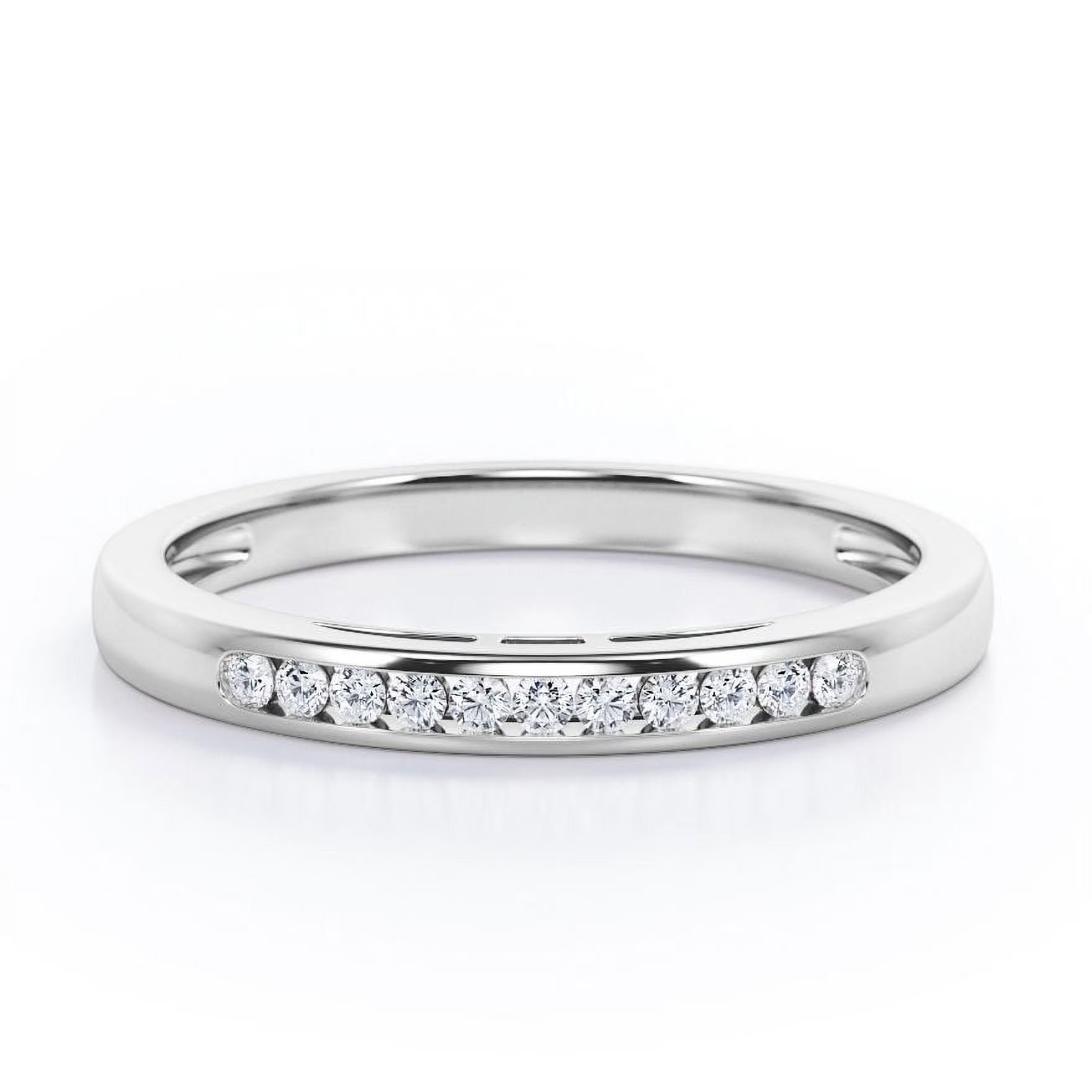 18K White Gold Plated Moissanite Wedding Band V359084