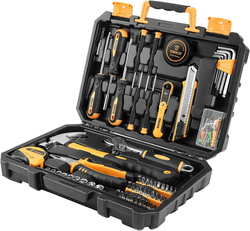 100 Piece General Household Hand Tool Kit with Plastic Tool Box Storage Y9472
