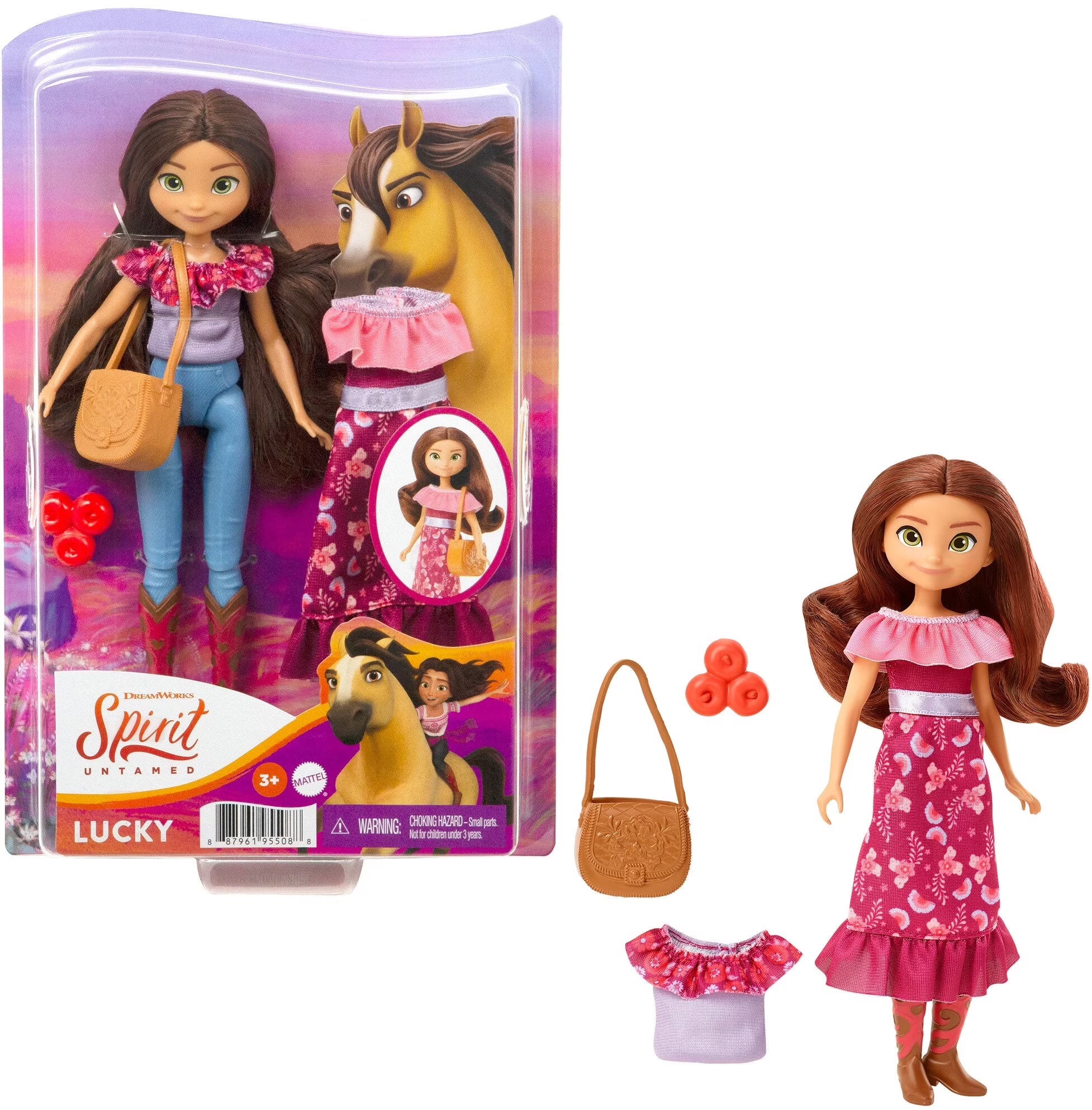 Lucky Doll with 2 Fashion Outfits & Accessories, 7 Movable Joints M546452