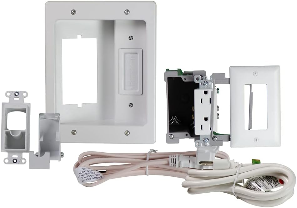 White Recessed In Wall TV Power & Cable Management Kit, Pack of 2 S822929