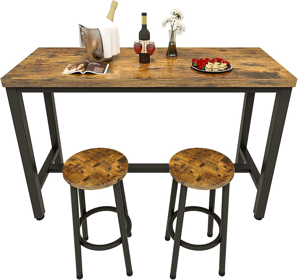 Rustic Brown 3 Piece Round Bar Table and Stools H6682