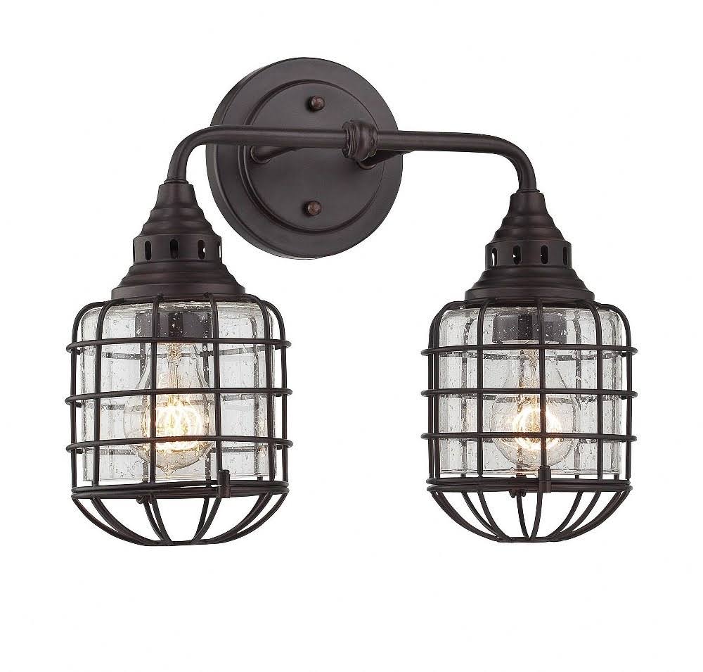 Two Light Bath Bar with Clear Seedy Glass L126443