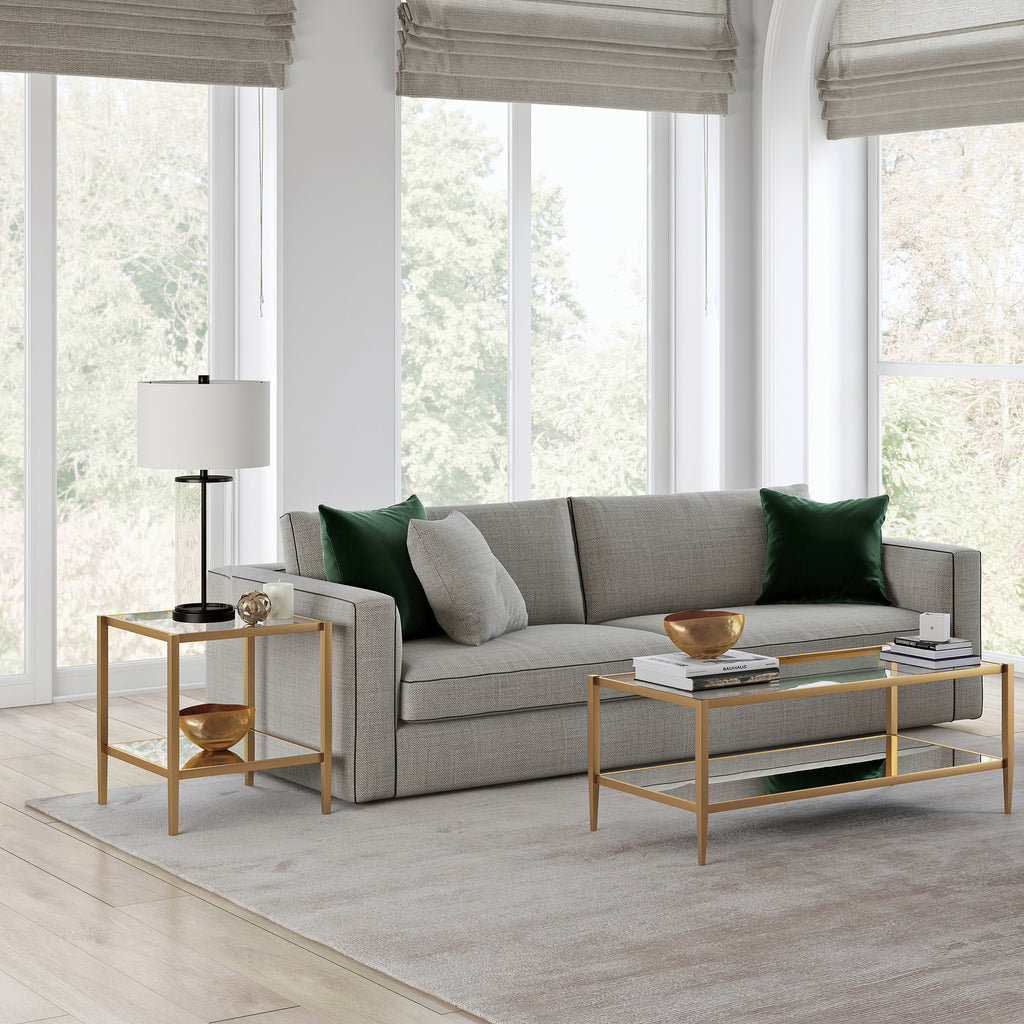 Brass Metal/Glass Side Table Y53014