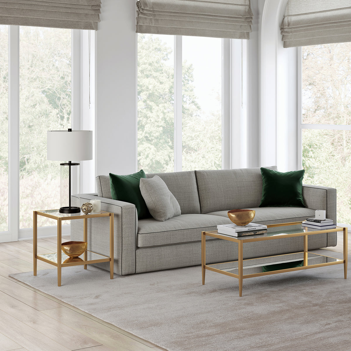 Brass Metal/Glass Side Table Y53014