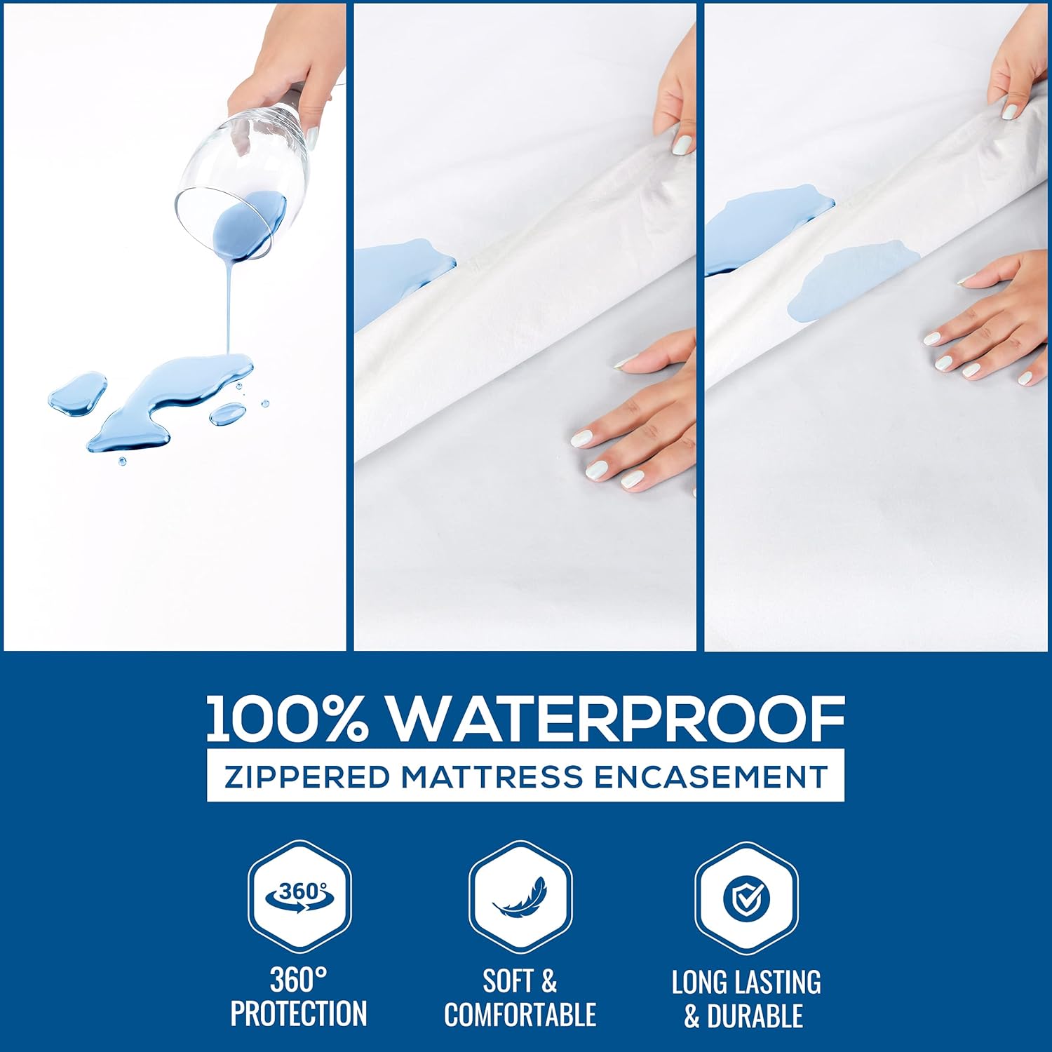 Twin XL 100% Waterproof Zippered Mattress Encasement F606236