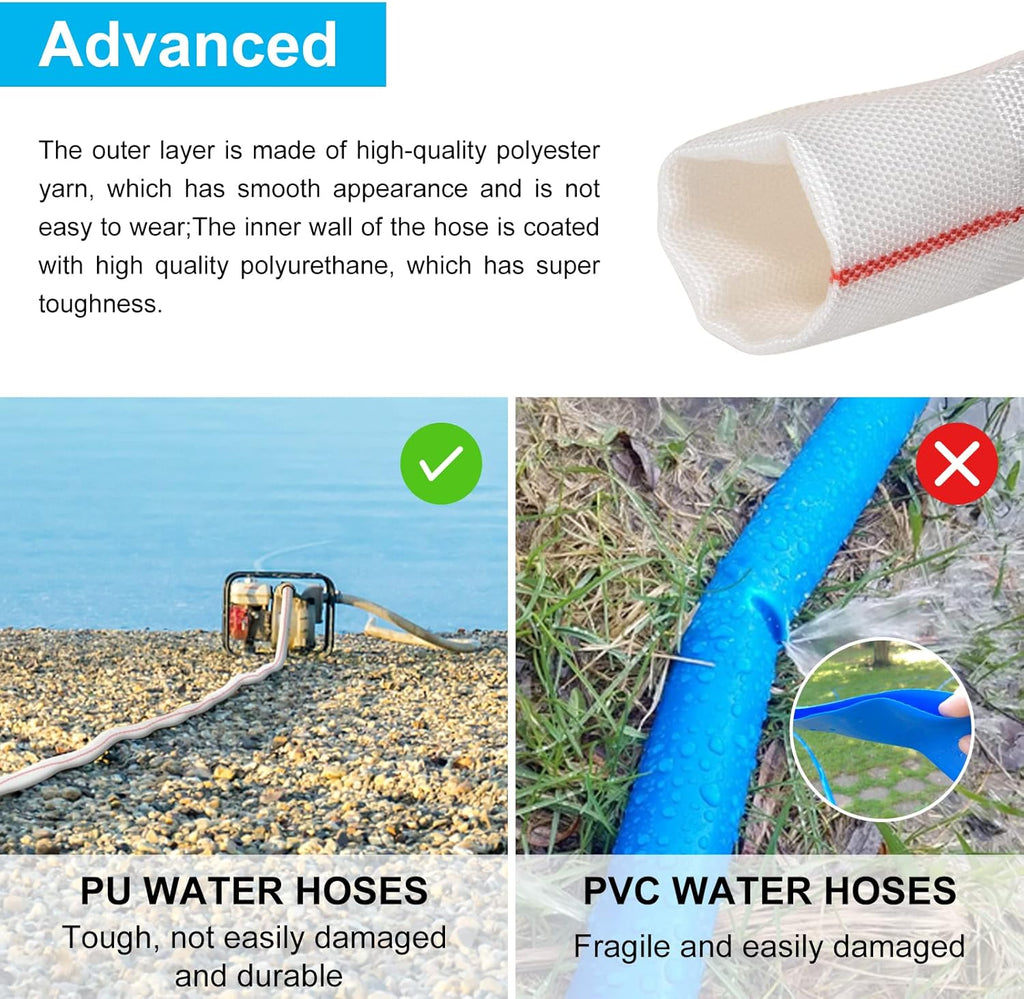 1-1/2" ID x 60 FT Lay Flat Backwash Hose, Pack of 2 R3946