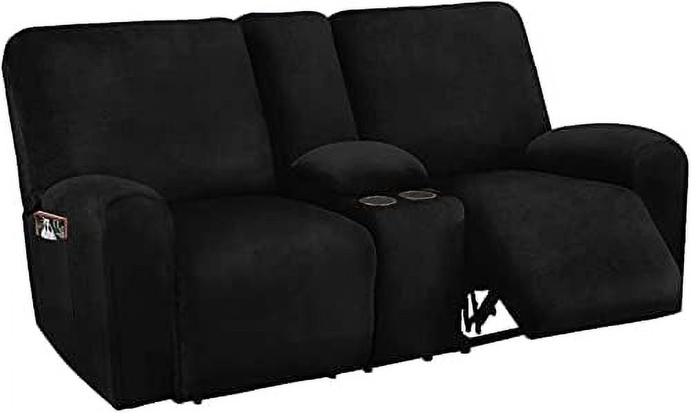 Ivory Velvet 2 Seater Loveseat Recliner Slipcovers with Middle Console U864