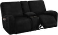 Ivory Velvet 2 Seater Loveseat Recliner Slipcovers with Middle Console U864
