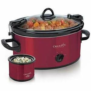 6-Quart Slow Cooker with Little Dipper Warmer Red U457853