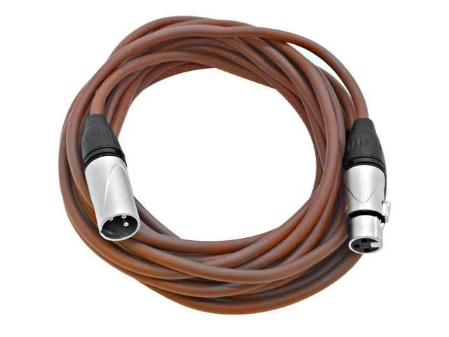 6 Pack 25 Foot Brown XLR Patch Cables Microphone Cords L4631