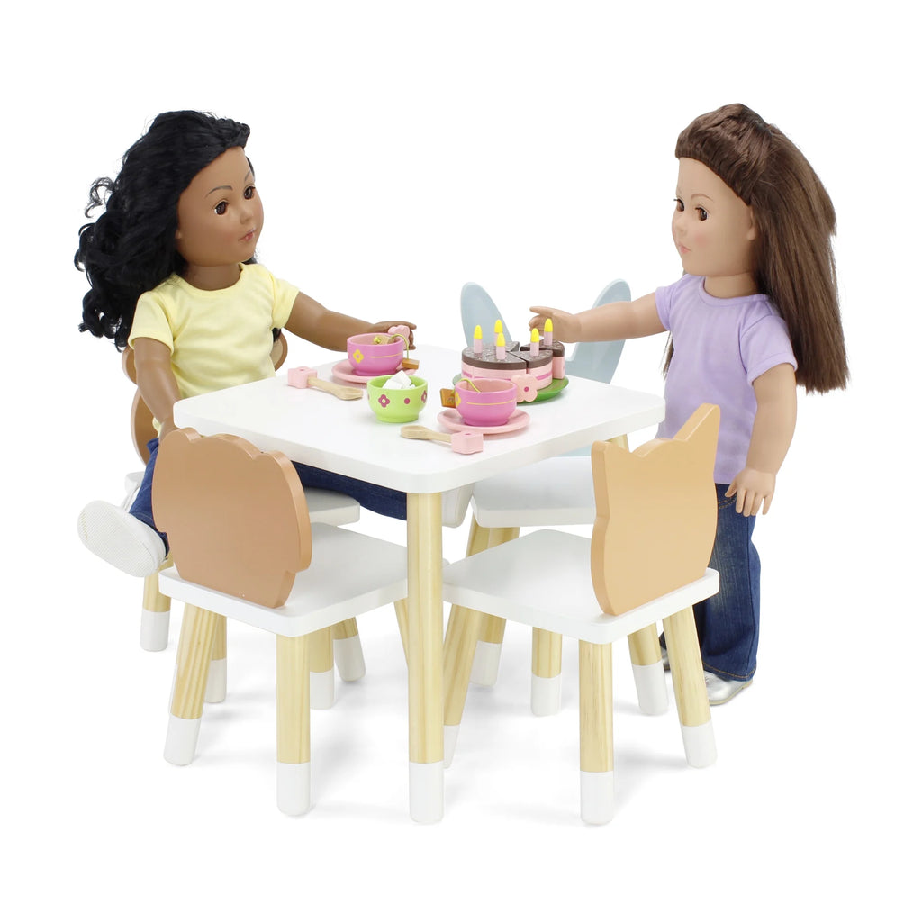 18 Inch Doll Wooden Kitchen Table and 4 Chair Dining Set E901