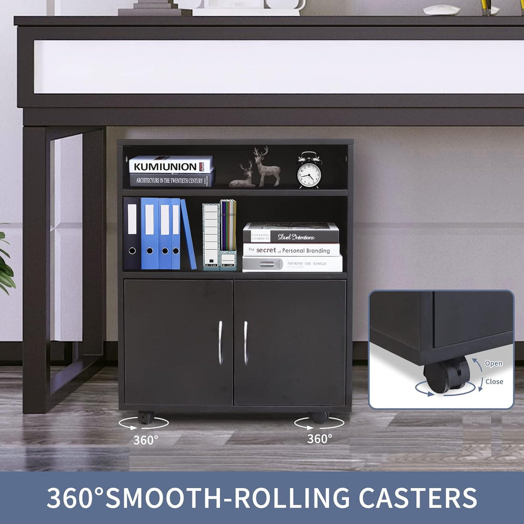 Black 3 Drawer Rolling File Cabinet with Wheels V921