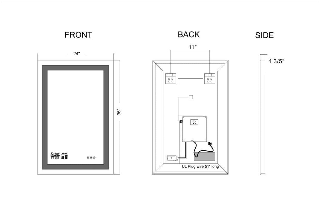 Dimmable Lighted Bathroom Mirror with Defogger and Memory Touch Switch S6625