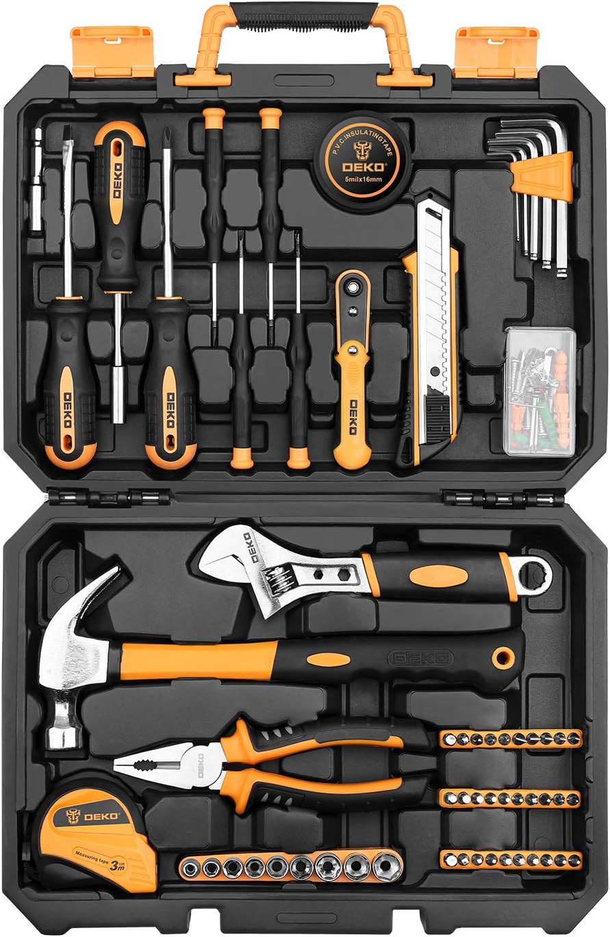100 Piece General Household Hand Tool Kit with Plastic Tool Box Storage Y9472