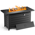 42" 2 in 1 Outdoor Propane Fire Pit Table with Lid, Lava Rock, 50,000 BTU V8208