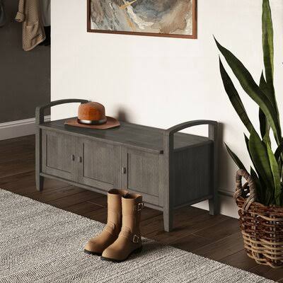 Farmhouse Gray Wood Storage Bench P210