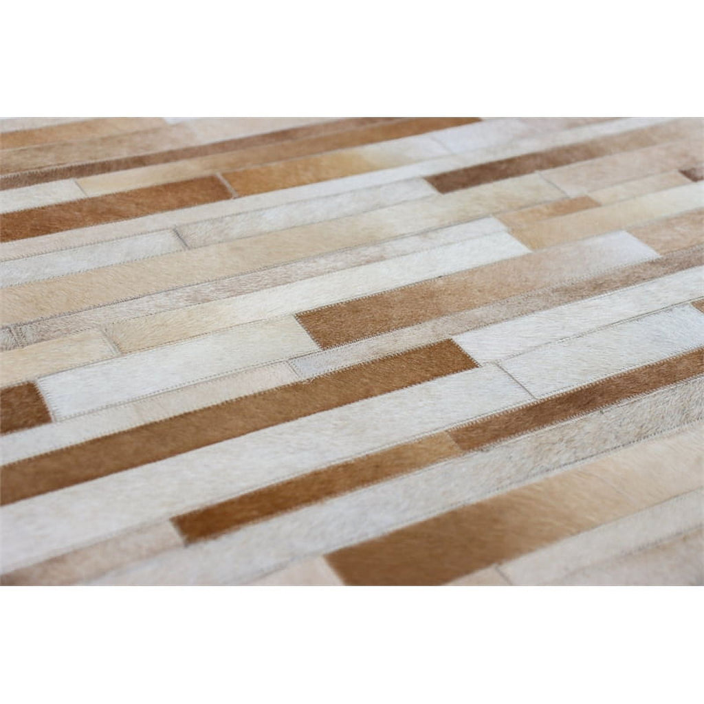 Camel Hair on Hide Leather Area Rug S9417