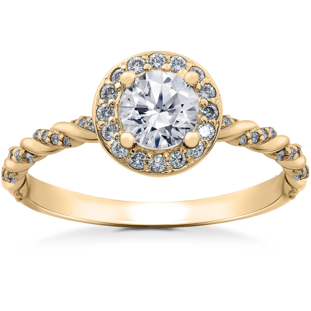 14k White, Yellow, Rose Gold Lab Grown Diamond Halo Engagement Ring J432