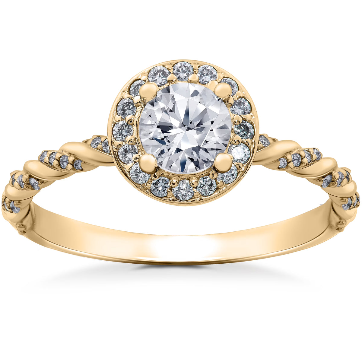 14k White, Yellow, Rose Gold Lab Grown Diamond Halo Engagement Ring J432