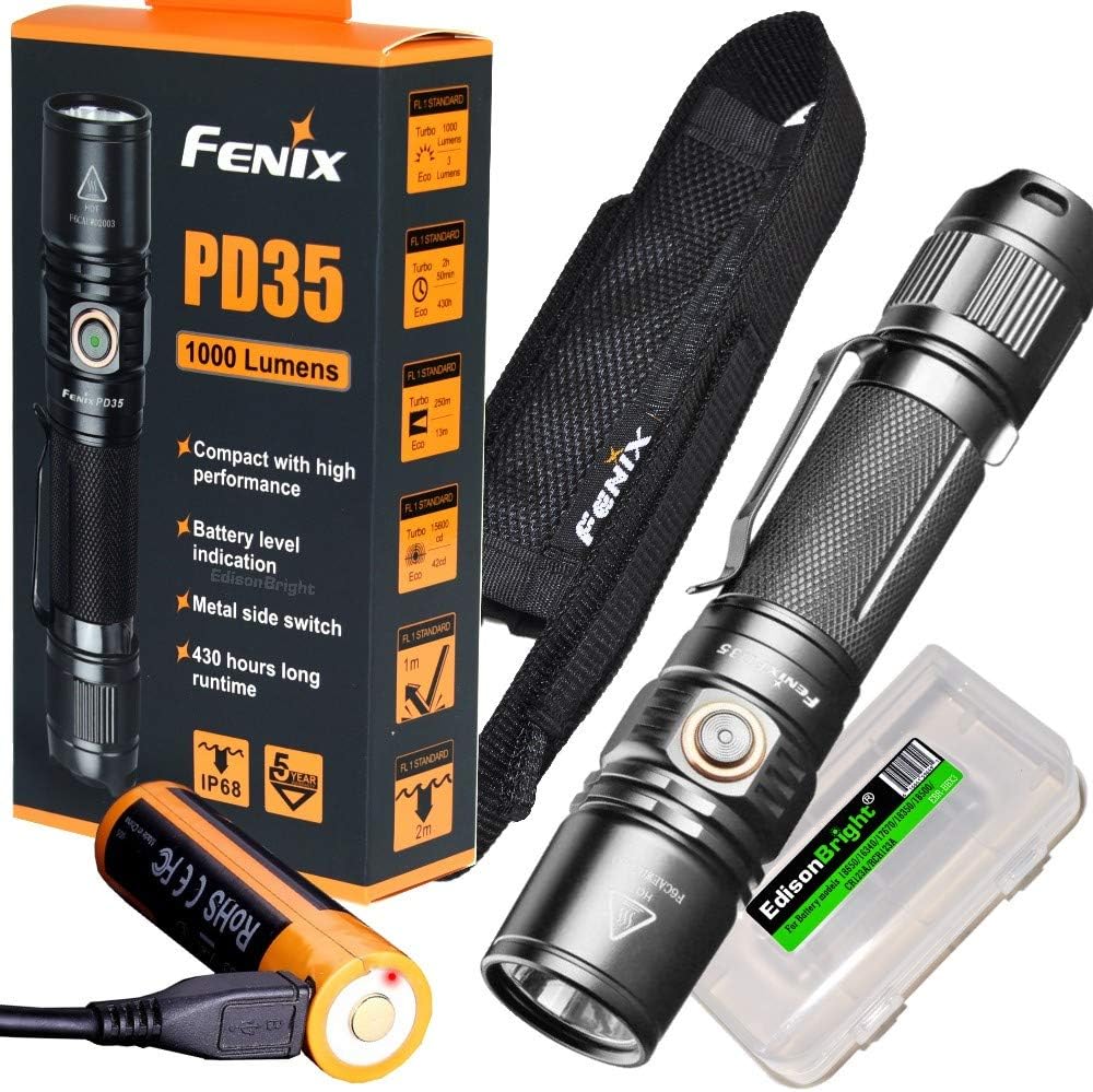 1000 Lumen Flashlight with USB Rechargeable Battery & Carry Case J5073