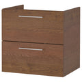 Sink Cabinet with 2 Drawers, Brown Stained Ash Effect D3989