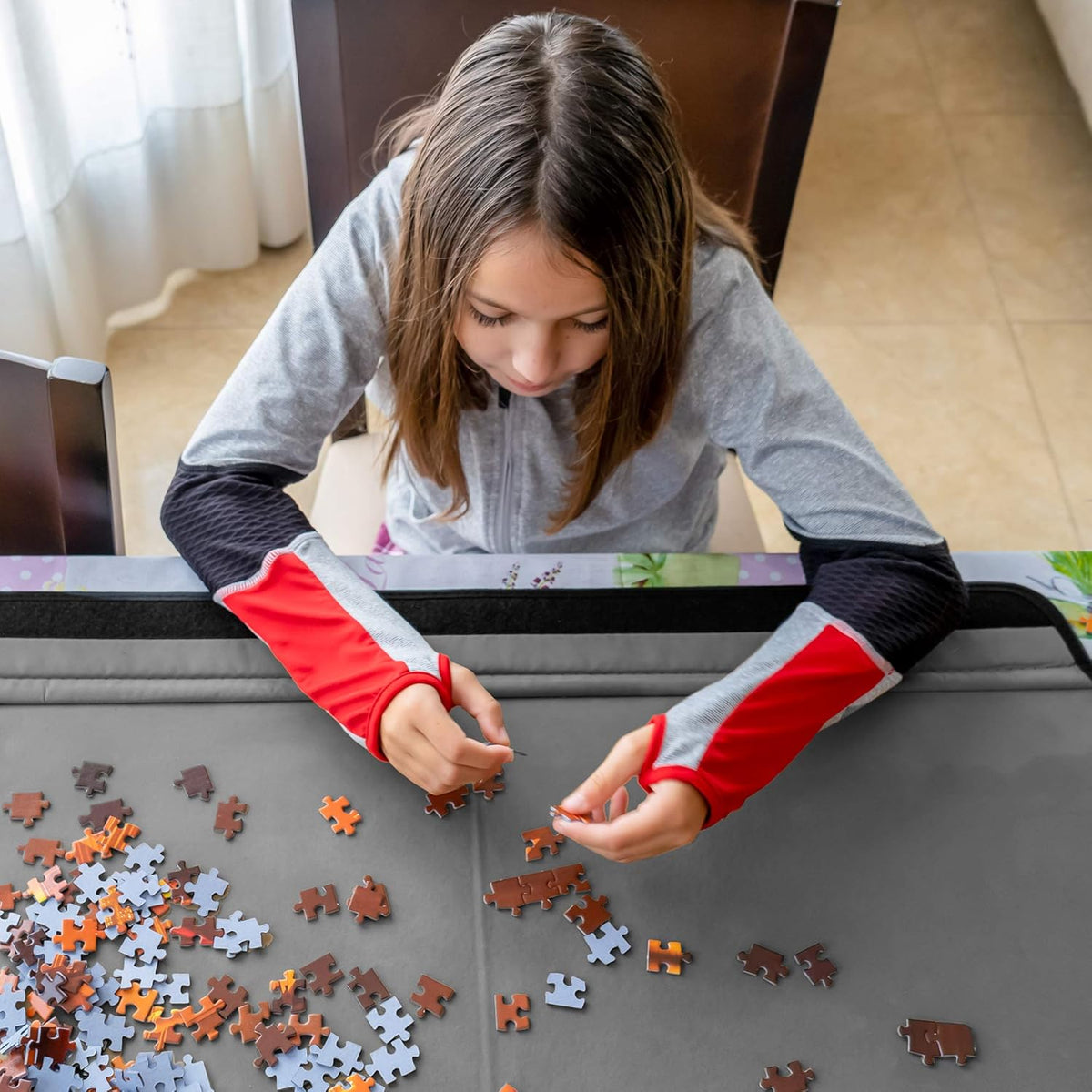 1000-Piece Jigsaw Puzzle Mat with Non-Slip Felt Surface, 2 Removable Trays, Carry Handle Pack of 2 R1477