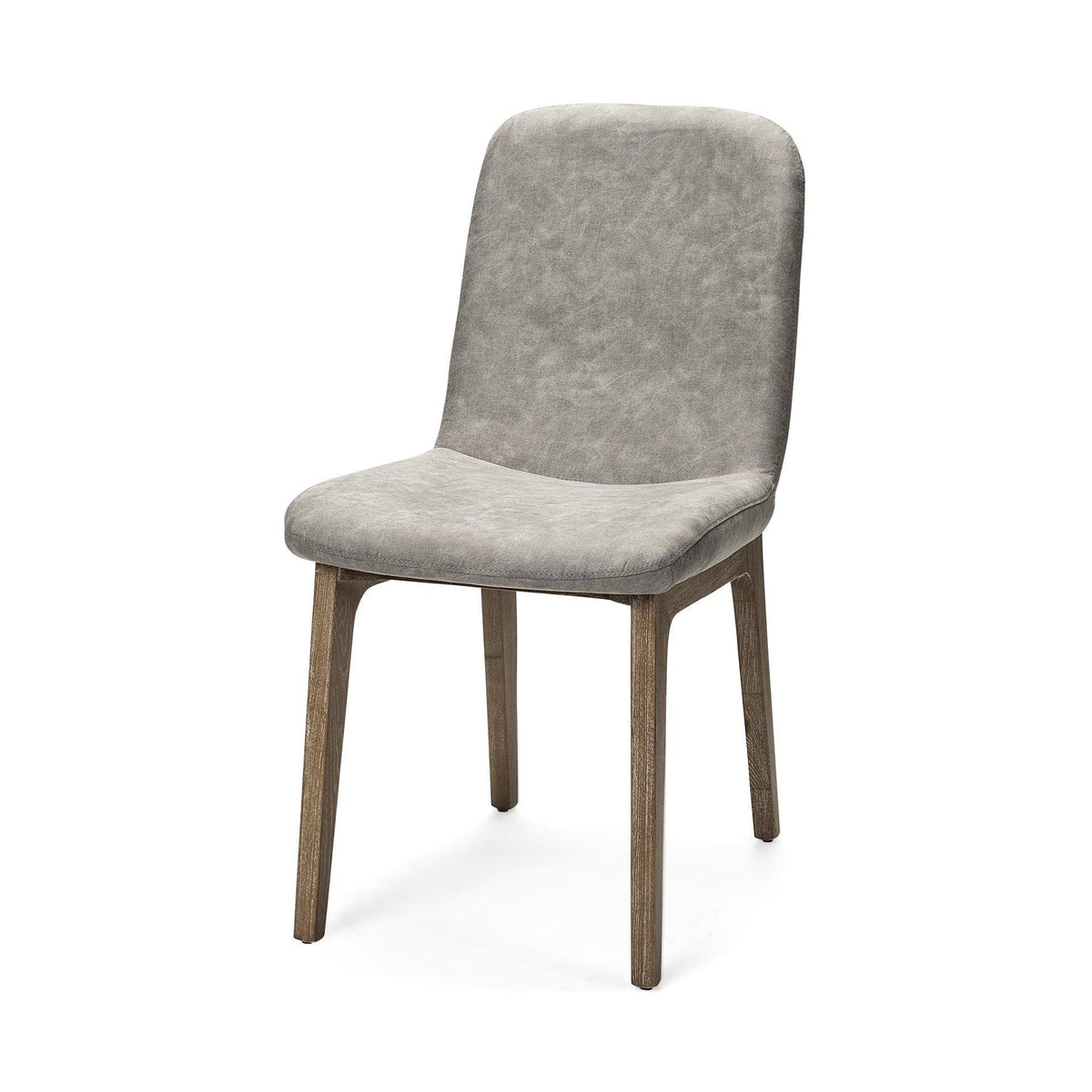 Grey Fabric Dining Chair with Medium Brown Wood Base E41148