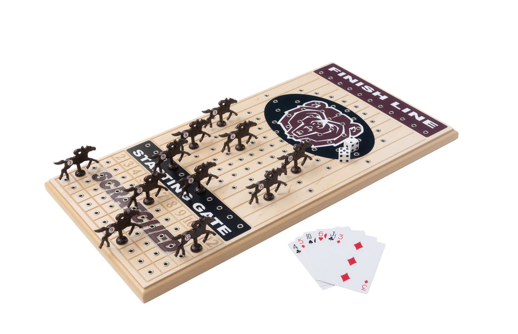 Handcrafted Maple Horseracing Party Board Game Y648