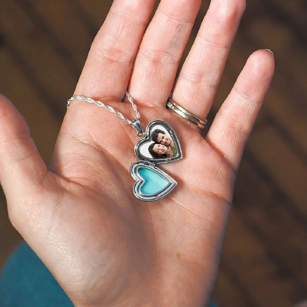 White Gold Heart Picture Locket G2178