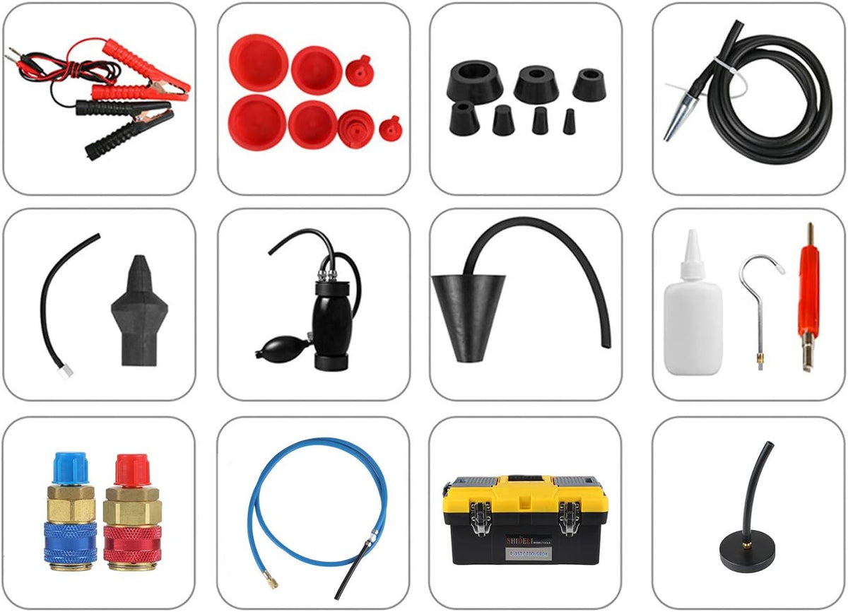 Smoke Fuel Leakage Tester 4 IN 1 Car Conduit PIPE System Leak Detection Tools with Adjustable FlowMeter H599
